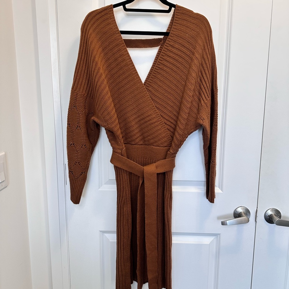 Brown Knit Sweater Dress